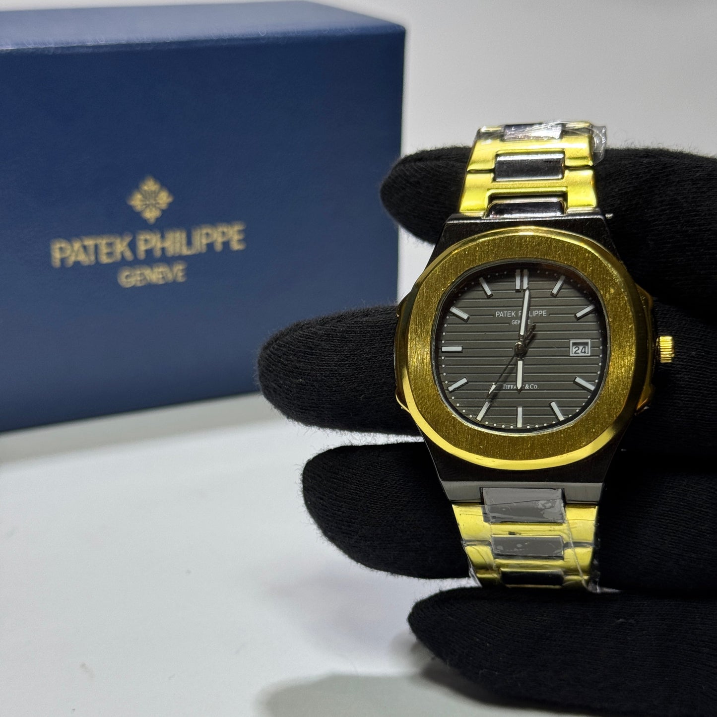 Patek Philippe Geneve Two tone (Golden with Black dial) & Premium box