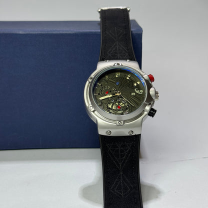 Hub Gevene Master Lock Leather Strap watch (Black color) with Premium box